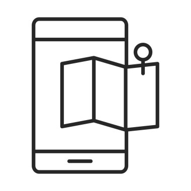 cep telefonu veya akıllı telefon navigasyon haritası pin hedefi, elektronik teknoloji aygıtı satır simgesi