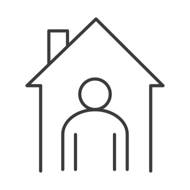 covid 19 koronavirüs sosyal mesafe önleme, evde güvenli karantina, salgın yayılma vektör çizgisi biçimi simgesi