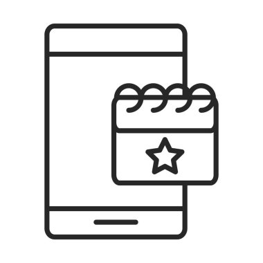 cep telefonu veya akıllı telefon takvimi, elektronik teknoloji aygıtı satır simgesi