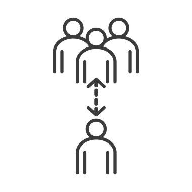 covid 19 koronavirüs sosyal mesafe önleme, kamu toplumu insanlarına mesafeyi koru, salgın yayılan vektör çizgisi tarzı simge