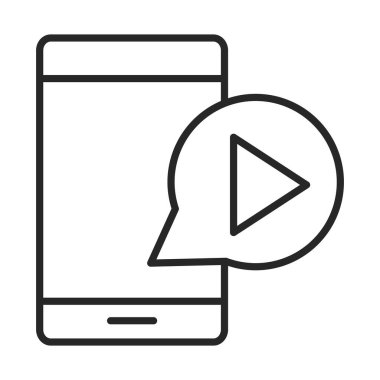 cep telefonu veya akıllı telefon video çalma düğmesi elektronik teknoloji aygıtı satır simgesi