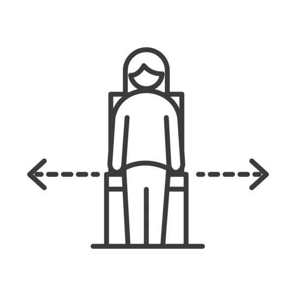 Covid 19 Coronavirus Social Distancing Prevention, Distanzsitz, um Infektionen zu verhindern, Ausbruch verbreiten Vektorlinie Stil-Symbol — Stockvektor