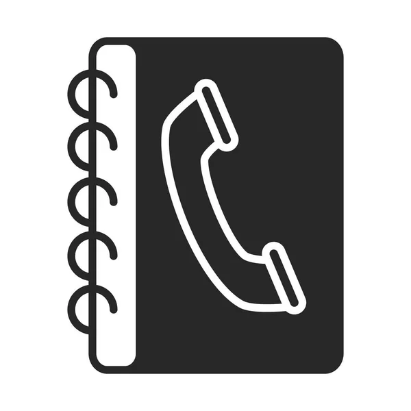 Livro de endereços contato ícone de estilo silhueta telefone — Vetor de Stock