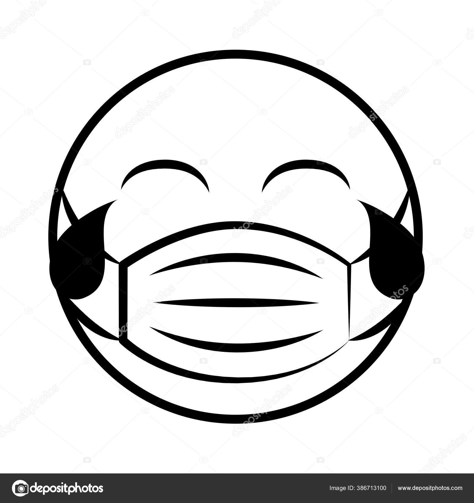 Emoticon dengan masker medis coronavirus covid-19 pandemi, gaya kartun garis — Stok Vektor ...