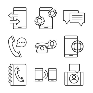 cep telefonu veya akıllı telefon elektronik teknoloji aygıt satırı biçimi simgeleri ayarlandı