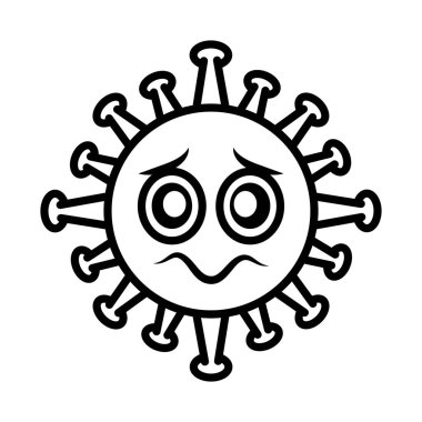 Virüs simgesi, covid-19 emoji karakter enfeksiyonu, yüz çizgi film tarzı