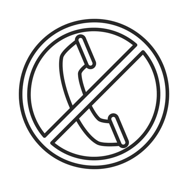 Sinal proibido com ícone de estilo de linha de comunicação de telefone — Vetor de Stock