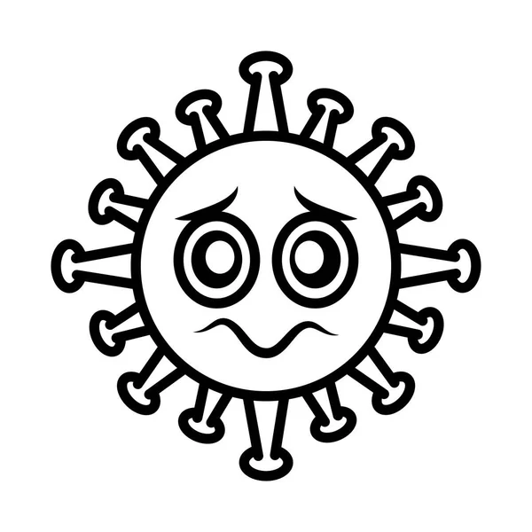 Virus emoticon, covid-19 emoji charakter infektion, face line cartoon style — Stockvektor