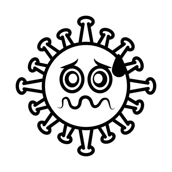 Virus-Emoticon, Covid-19-Emoji-Charakter-Infektion, Gesicht schwindelig Linie Cartoon-Stil — Stockvektor