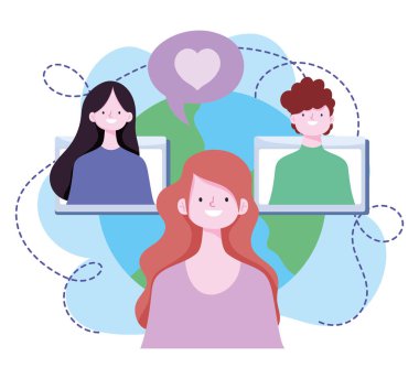 Çevrimiçi eğitim, öğretmenle bağlantılı öğrenciler web sitesi, internet kullanarak bilgi geliştirme kursları