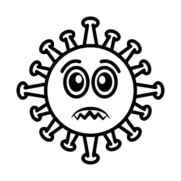 Virus emoticon, covid-19 emoji charakter infektion, face line cartoon style — Stockvektor