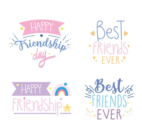 Boldog barátság nap, különleges esemény ünneplés, üdvözlőlap kalligráfia sablon — Stock Vector