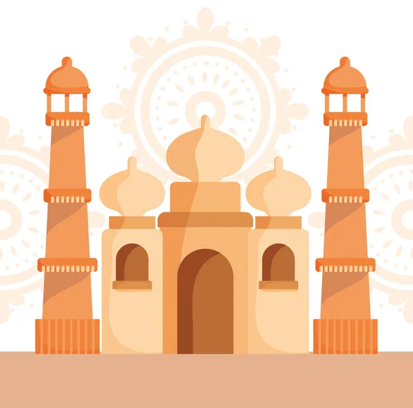 С Днем независимости Индии, Тадж-Махал памятник trraditional культуры национальной — стоковый вектор