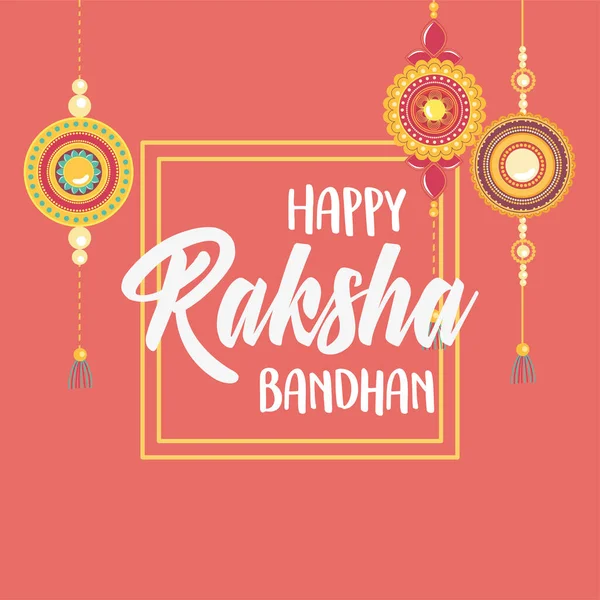 Raksha bandhan, pulsera india tradicional símbolo del amor entre hermanos y hermanas — Archivo Imágenes Vectoriales