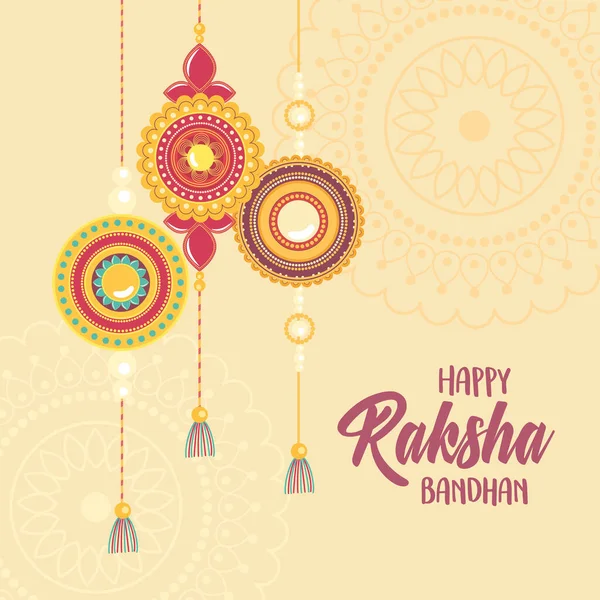 Raksha bandhan, mandaly tradiční náramek lásky bratři a sestry indický festival — Stockový vektor