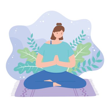 Yoga yapan kadın poz egzersizi, sağlıklı yaşam tarzı, fiziksel ve ruhsal uygulama