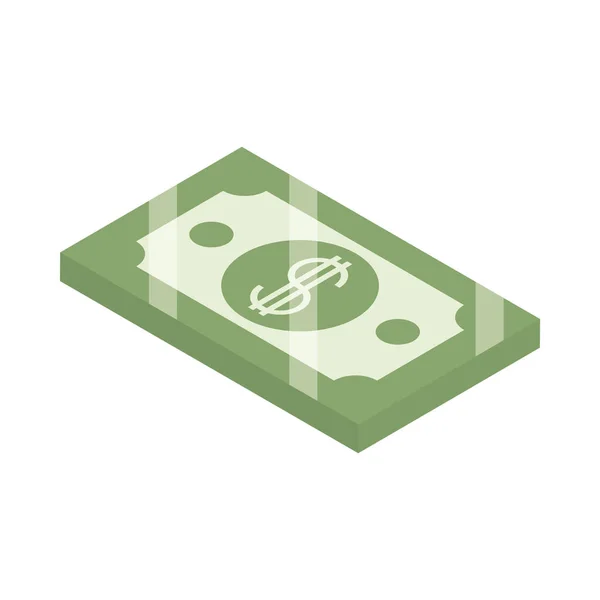 Izometrikus pénz papír bankjegy készpénz valuta elszigetelt fehér háttér lakás ikon — Stock Vector