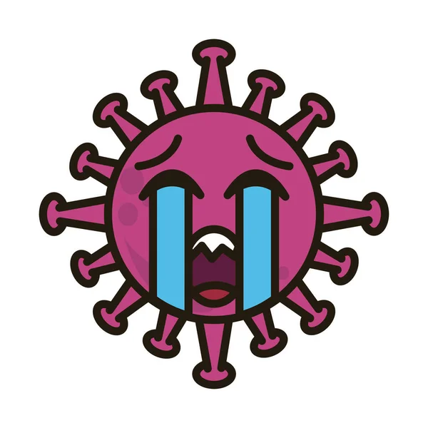 Вірус емоцій, ковід-19 емодзі характер інфекції, стиль обличчя сумний плоский мультфільм — стоковий вектор