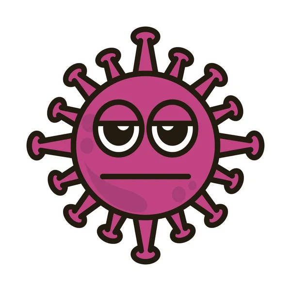 Emoticon virus, covid-19 infeksi karakter emoji, wajah gaya kartun datar - Stok Vektor