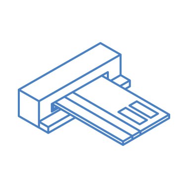 İzometrik para nakit para ATM kredi kartı beyaz arkaplan mavi simge izole