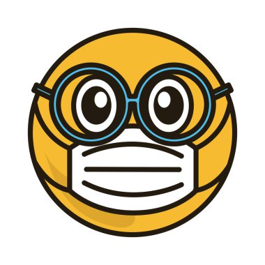 Tıbbî maskeli bir inek Coronavirus covid-19 salgını, düz çizgi film tarzı.