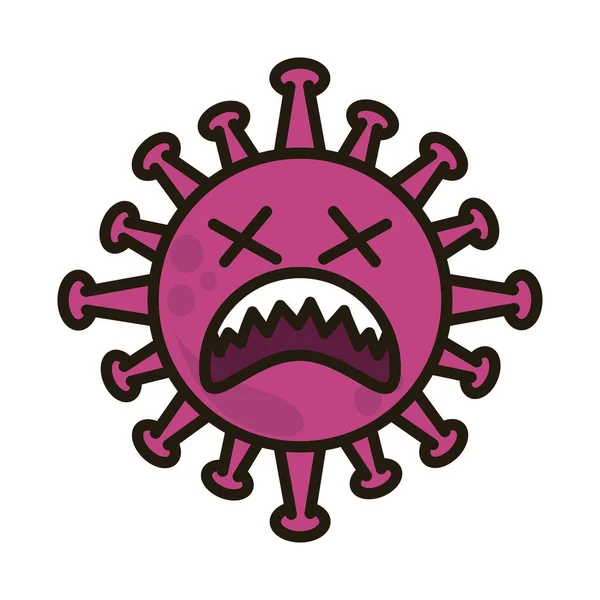 Emoticon virus, covid-19 infeksi karakter emoji, wajah gaya kartun datar - Stok Vektor