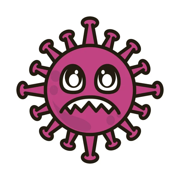 Virus emoticon, covid-19 emoji personaggio infezione, viso piatto stile cartone animato — Vettoriale Stock