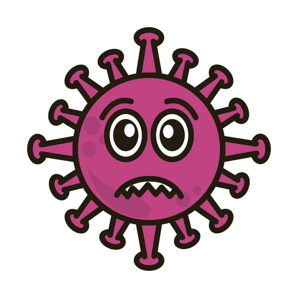 Virus emoticon, covid-19 emoji-charakter-infektion, gesicht flach cartoon-stil — Stockvektor