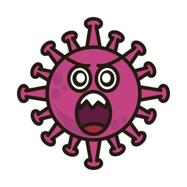 Vírus emoticon, covid-19 infecção de caráter emoji, cara surpresa estilo cartoon plana —  Vetores de Stock