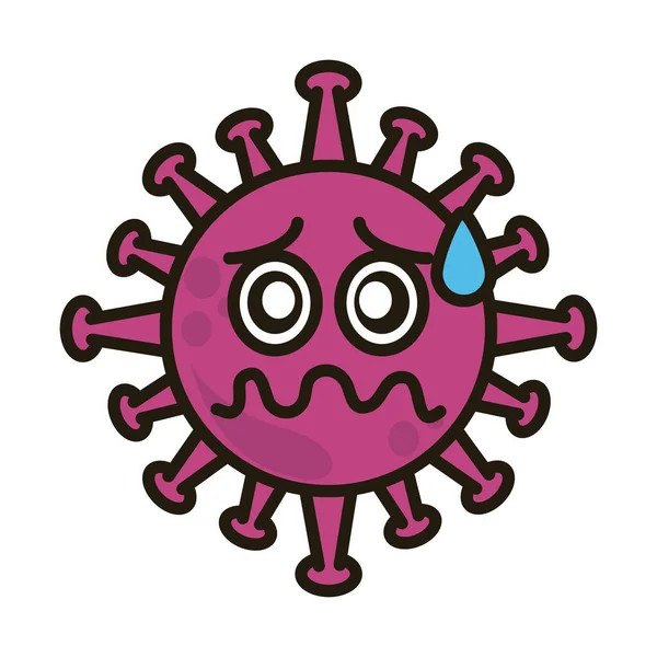 Virus emoticon, covid-19 emoji personaggio infezione, viso vertigini stile cartone animato piatto — Vettoriale Stock