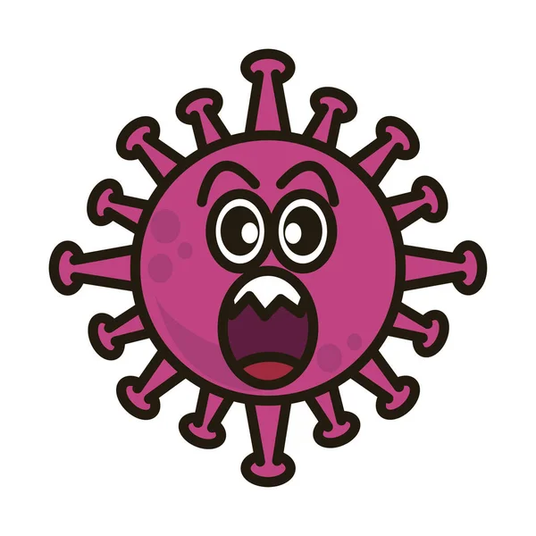 Virus emoticon, covid-19 emoji character infection, face flat cartoon style — Stock Vector