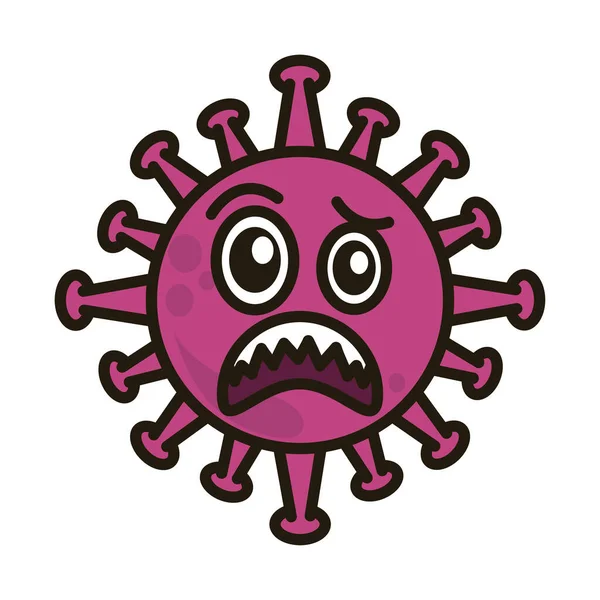 Virus emoticon, covid-19 emoji personaggio infezione, viso piatto stile cartone animato — Vettoriale Stock