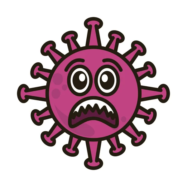 Virus emoticon, covid-19 emoji personaggio infezione, viso piatto stile cartone animato — Vettoriale Stock