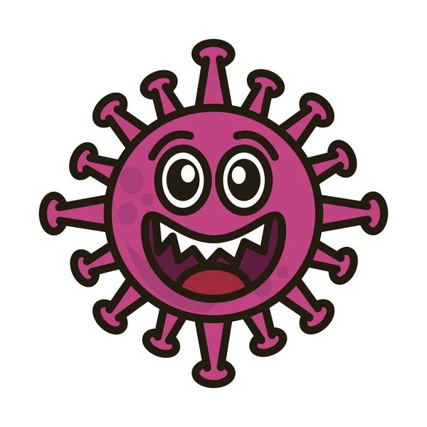 Вірус емоцій, коїд-19 емодзі характер інфекції, обличчя щасливий плоский мультиплікаційний стиль — стоковий вектор