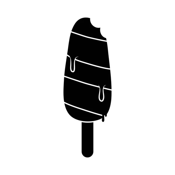 Gelato morso in stick stile silhouette fusa icona isolata — Vettoriale Stock