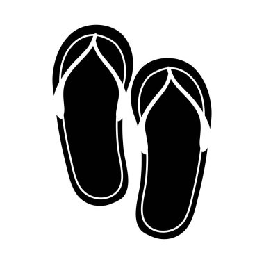 Yaz seyahati ve tatil terlikleri siluet tarzında izole edilmiş ikon aksesuarlar