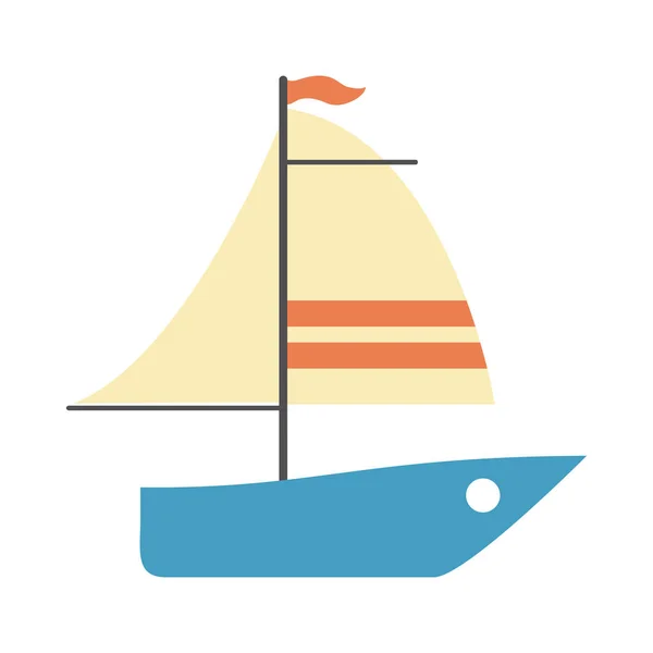 Summer travel and vacation sailboat transport in flat style isolated icon — Stock Vector