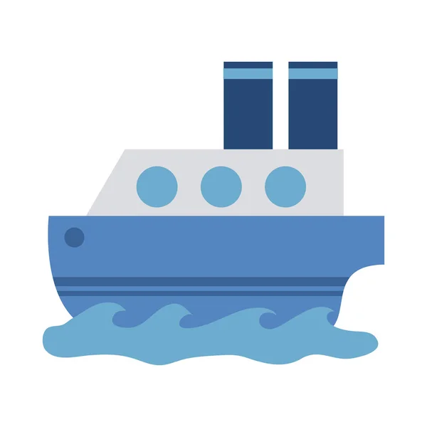Summer travel and vacation cruise boat trasnsport sea in flat style isolated icon — Stock Vector