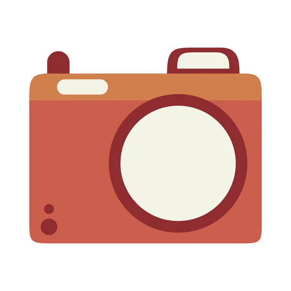 Letní cestování a dovolená foto kamera v plochém stylu izolované ikony — Stockový vektor
