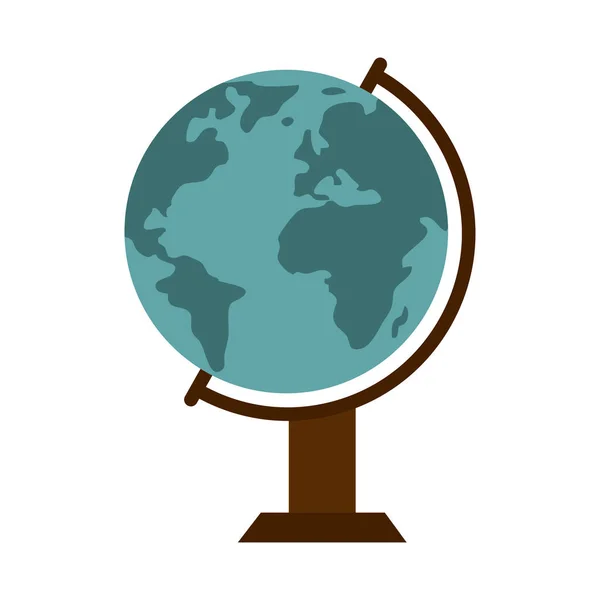 Voyage d'été et carte du globe de vacances dans le style plat icône isolée — Image vectorielle