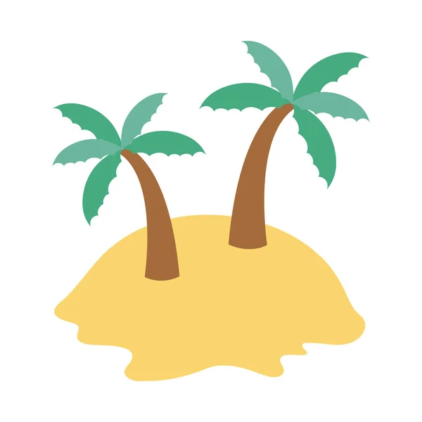 Summer travel and vacation island palm trees tropical in flat style isolated icon — Stock Vector