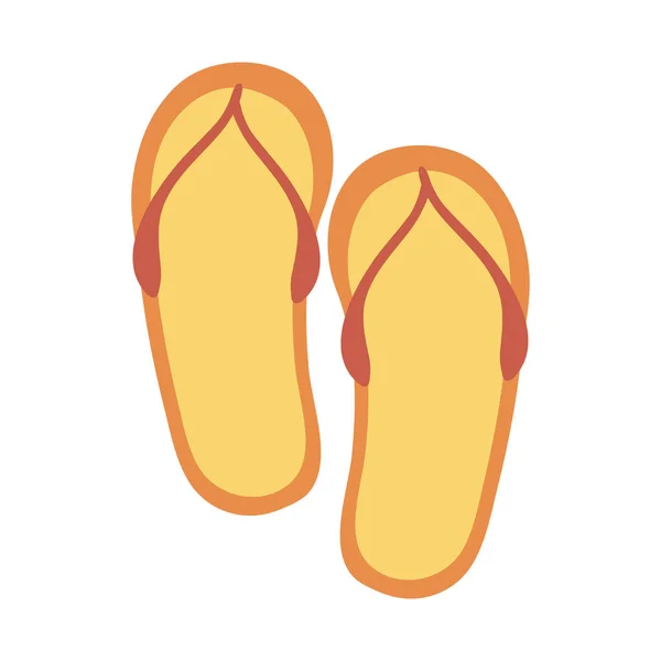 Voyage d'été et vacances flip flops accessoire dans le style plat icône isolée — Image vectorielle