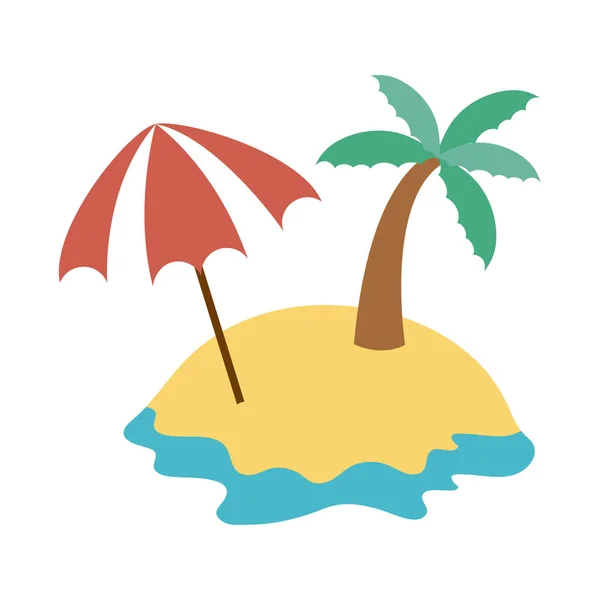 Voyage d'été et vacances île parasol dans le style plat icône isolée — Image vectorielle