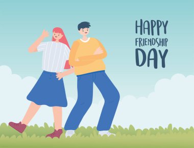 Mutlu arkadaşlık günleri, erkek ve kız dışarıda kutlama, özel etkinlik kutlaması