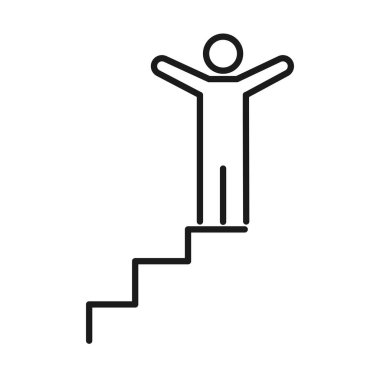 İşadamı merdiveni üst düzey işletme yönetimi başarılı satır biçimi simgesi geliştiriyor