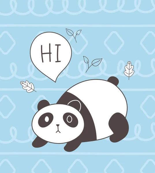 Animaux mignons croquis animalier dessin animé adorable petit panda fond bleu — Image vectorielle