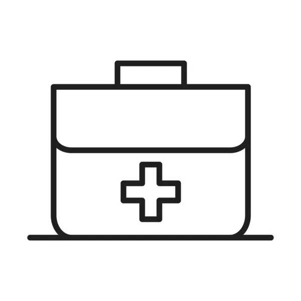 Kit équipement de premiers soins santé médical et hôpital pictogramme style ligne icône — Image vectorielle