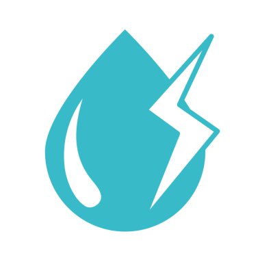 Su damlası gök gürültüsü hava durumu sıvı mavi siluet tarzı simge