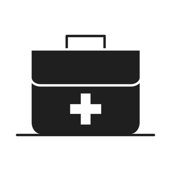 Kit équipement de premiers soins santé médical et hôpital pictogramme silhouette style icône — Image vectorielle