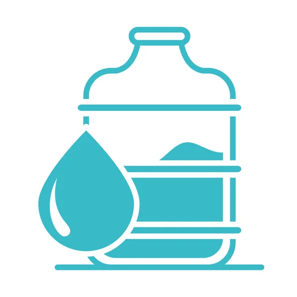 Botella de plástico y gota de agua naturaleza líquido silueta azul icono de estilo — Archivo Imágenes Vectoriales